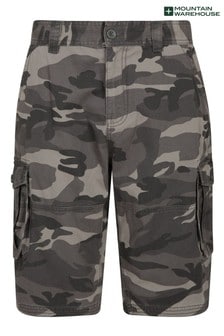 Schwarz - Mountain Warehouse Herren Leichte Cargo-Shorts aus 100 % Baumwolle mit Camouflage-Muster (P27800) | 42 €
