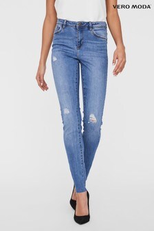 Vero Moda Mid Blue Distressed High Waist Skinny Jean (P28319) | ₪ 130