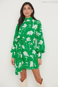 Pretty Lavish Green Hailee Printed Chiffon Mini Dress (P28822) | €36