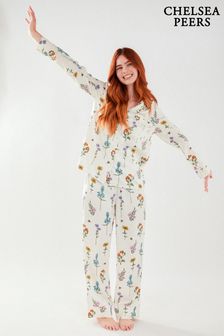 Chelsea Peers Multi Bridal Floral Print Button Up Satin Long Pyjama Set (P28835) | 65 €
