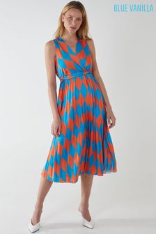 Blue Vanilla Orange & Blue Diamond Print Sleeveless Dress (P28865) | €25