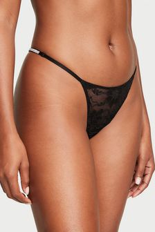 Victoria's Secret Black Lace G String Shine Strap Knickers (P28903) | €29