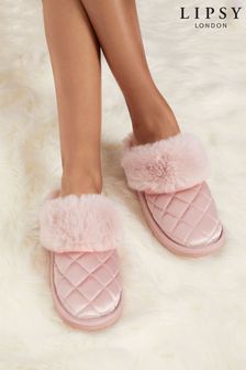 Lipsy Nude Pink Faux Fur Mule Slipper (P29114) | CHF 24