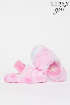 Lipsy Pink Faux Fur Slingback Mule Slipper (Younger) (P29223) | $19 - $22