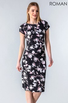 Roman Pink Floral Side Pleat Dress (P29491) | 55 €