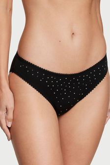 Victoria's Secret Black Scattered Stones Hipster Stretch Cotton Knickers (P29886) | kr117