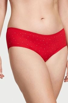 Victoria's Secret Lipstick Red Scattered Stones Hipster Stretch Cotton Knickers (P29889) | €13