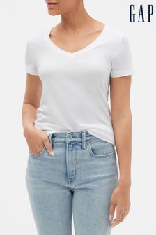 Blanco - Camiseta de manga corta con cuello de pico Favourite de Gap (P30663) | 14 €
