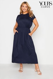 Yours Curve Navy London Pocket Maxi Dress (P31005) | KRW49,300