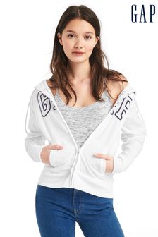 Weiß - Gap French Fleece-Kapuzenjacke mit Reissverschluss und Logo (P31097) | 33 €