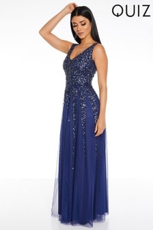 Quiz Blue Sequin Embellished Maxi Dress (P32171) | $242