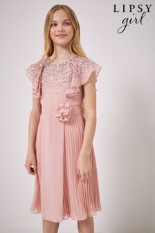 Lipsy Pink Ruffle Sequin Pleated Dress (P32465) | INR 5,513 - INR 6,174