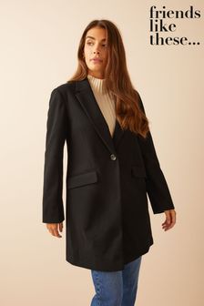 Friends Like These Black Tailored Button Coat (P32642) | ₪ 159