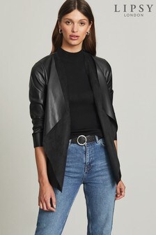 ladies waterfall leather jacket