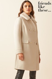 Cream - Friends Like These Double Breasted Dolly Coat (P32939) | kr694