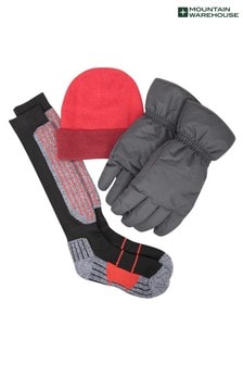 Mountain Warehouse Red Mens Plain Ski Accessories Set (P35140) | ₪ 168