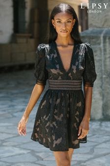 Черный - Короткое приталенное платье с вышивкой Lipsy (P35225) | 39 430 тг