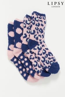 Темно-синий - Набор из 2 пар мягких носков с принтом Lipsy (P38473) | €8