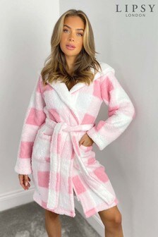 Lipsy Pink Check Cosy Borg Dressing Gown (P38708) | ₪ 112