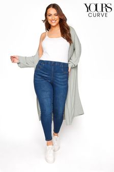 Yours Curve Mid Blue Crop Jenny Jeggings (P38983) | OMR14