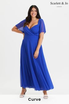 Ярко-синий - Платье макси с запахом на лифе Scarlett & Jo Kemi (P39160) | €112