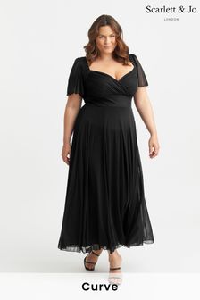 Черный - Платье макси с запахом на лифе Scarlett & Jo Kemi (P39326) | €54