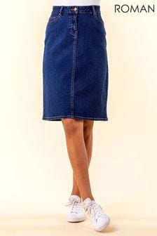 Azul - Falda de denim acampanada con diseño a la rodilla de Roman (P39539) | 31 €