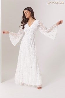Maya White All Over Embellished Cut-Out Back Maxi Wedding Dress (P40080) | ₪ 815