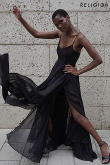Religion Black Infamous Olsen Full Layer Maxi Dress (P40125) | $145