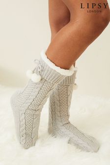 Lipsy Grey Cosy Lined Slipper Socks (P40353) | €17