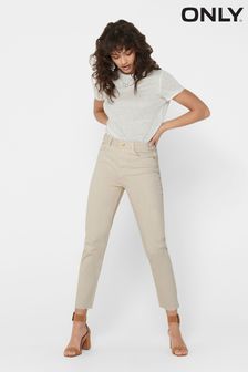 ONLY Cream Regular High Waist Cropped Straight Jeans (P40919) | KRW49,300