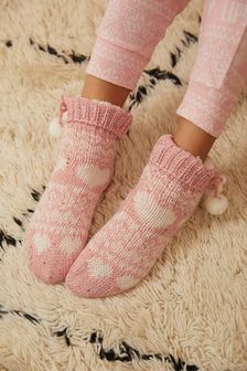 Lipsy Pink Cosy Lined Fairisle Socks (Older) (P40939) | $22 - $24