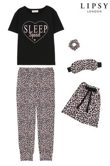 Lipsy Black Long Leg Pyjamasyama Sleepover (P42301) | DKK215 - DKK255