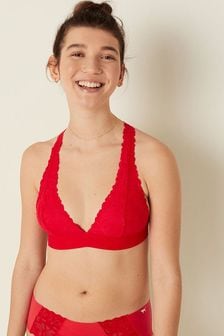 Victoria's Secret PINK Red Pepper Lace Strappy Back Halterneck Bralette (P42729) | kr338