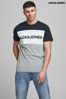 Jack & Jones Navy & Grey Printed Logo T-shirt (P43407) | ₪ 46