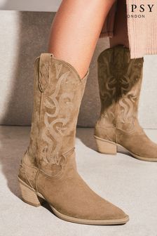 Lipsy Pull On Calf Pointed Western Cowboy Heel Boot
