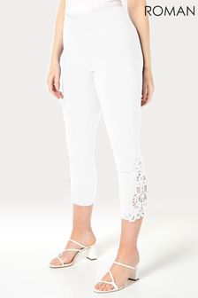 Roman White Lace Insert Crop Stretch Trousers (P45244) | €29