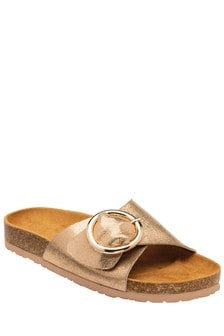 Dunlop Rose Gold Ladies Buckle Detail Slider Sandals (P45405) | 47 €