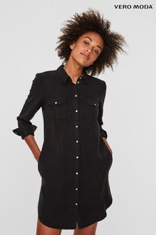 Vero Moda Black Lightweight Denim Shirt Dress (P46281) | $55