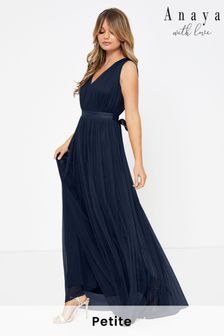 Anaya With Love Navy Blue Petite Bow Back Wide Strap Maxi Dress (P46669) | €36
