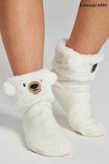 Ours polaire blanc - Chaussettes Loungeable en maille (P47306) | €7