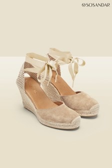 Sosandar Taupe Perla Suede Valenciana Wedge Espadrille (P47346) | €39