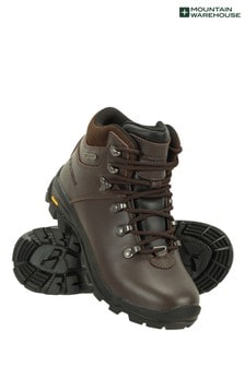 Mountain Warehouse Dark Brown Latitude Womens Waterproof, Vibram Sole Leather Hiking Walking Boots (P47586) | ₪ 805