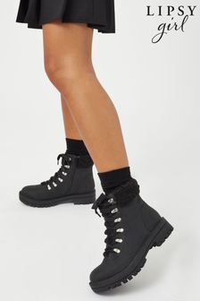 Lipsy Black Lace Up Hiker Boot (P47698) | INR 3,749 - INR 4,190