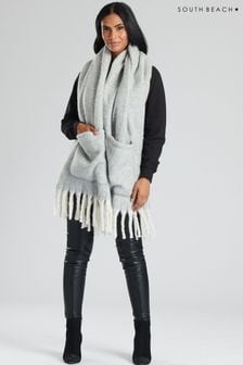 Серый - South Beach шарф с кисточками и карманами (P47719) | €15