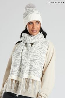 South Beach Grey Knitted Scarf And Hat Set (P47955) | ₪ 161