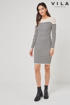Vila Cream Stripe Knitted Dress (P48054) | $45