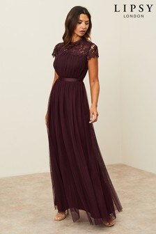 Lipsy Lace Top Tulle Bridesmaid Maxi Dress