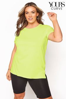 Yours Curve Green Topstitch Fluorescent T-Shirt (P49530) | OMR6