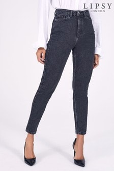 שחור מכובס - ג'ינס אימהות בגזרה גבוהה של Lipsy דגם Kira   (P49705) | ‏130 ₪